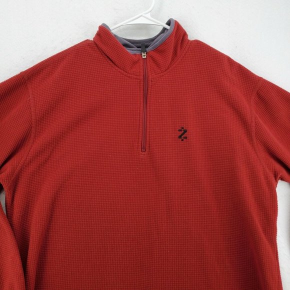 IZOD Sweatshirt Men's Mock Neck Long Sleeve Waffle Knit 1/4 Zip Pullover Brown X - Picture 7 of 12